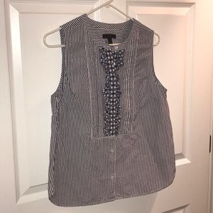 J.Crew Sleeveless Top Gingham Stripe Blue 12P